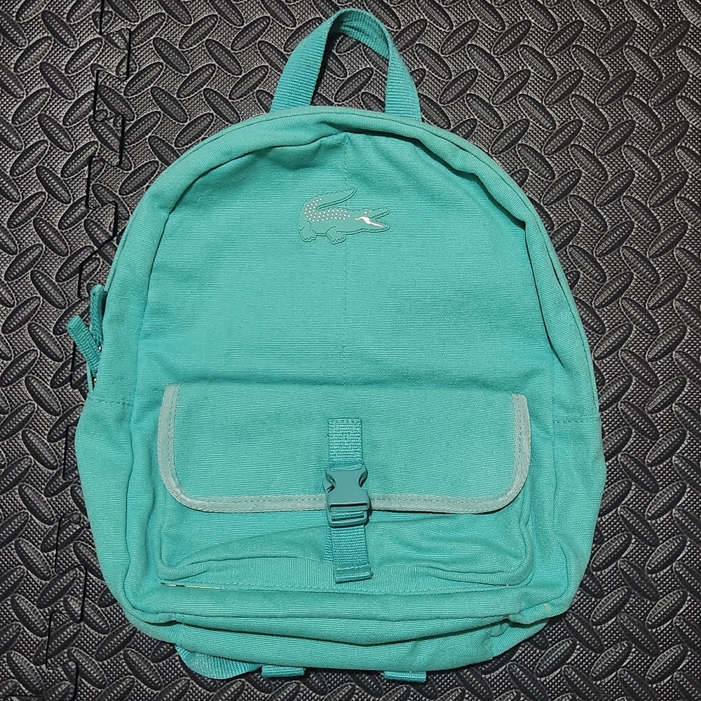 Lacoste Green Canvas Backpack Sample Bag Kids Petite Adjustable Straps